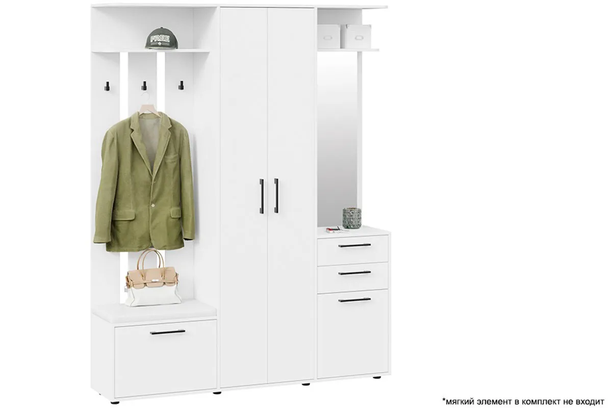 Набор мебели для прихожей Витра Тип 2 (Белый ясень) — Мебель-центр Озерцо