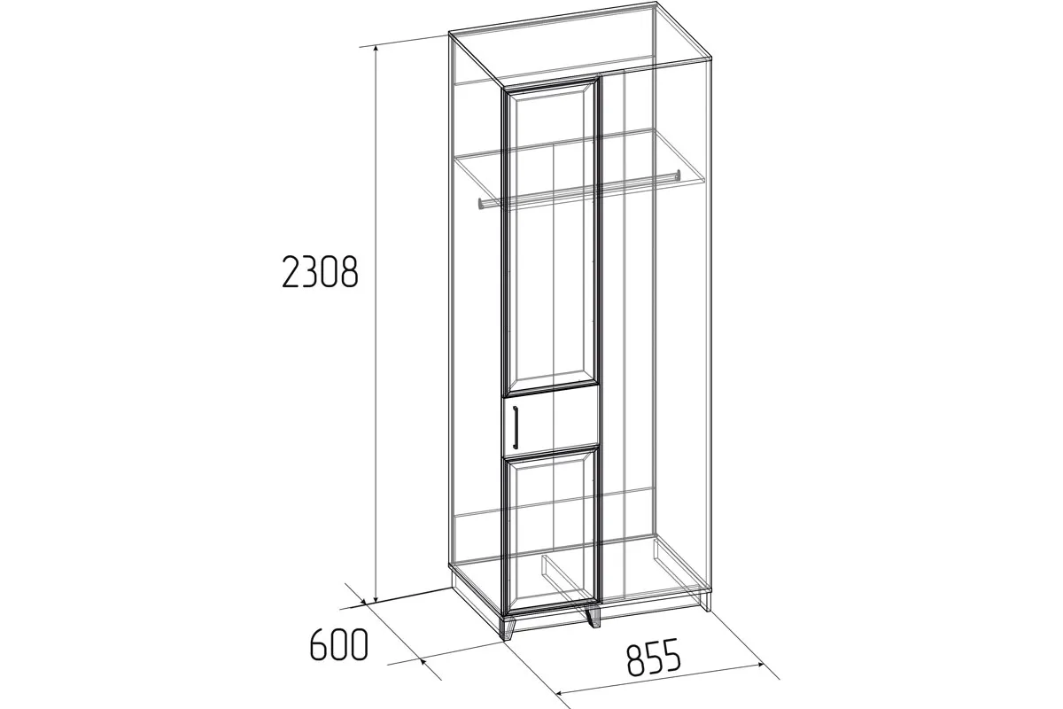 Шкаф угловой Aurelio 56 для спальни правый (Белый/Блеквуд) в мебель-центре Озерцо