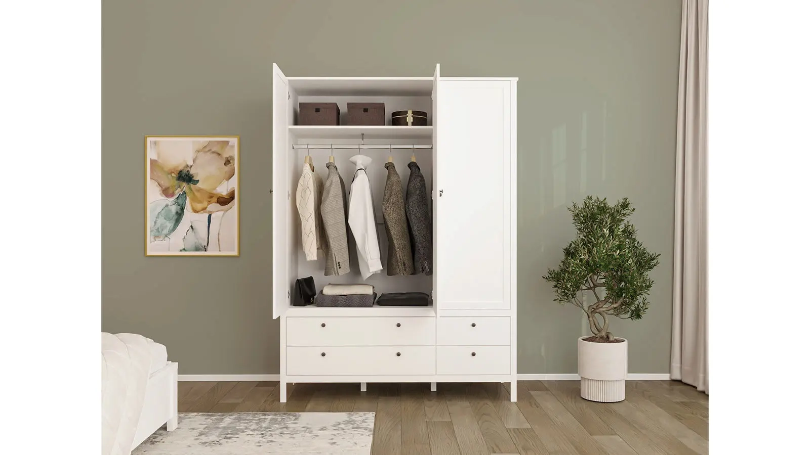 Шкаф трехдверный с ящиками Kasli, цвет Капучино 61x158 — купить в Озерце