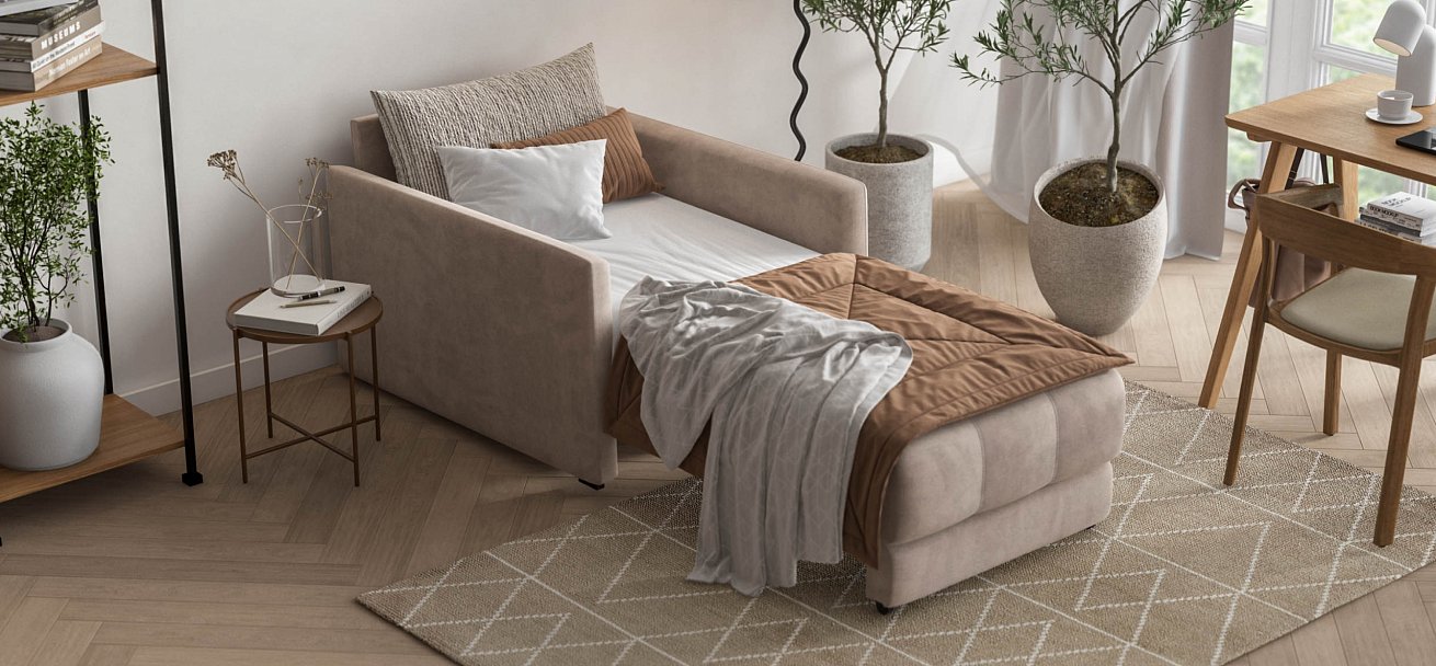 Босс Лофт кресло-кровать Велюр Монолит латте — купить в Озерце