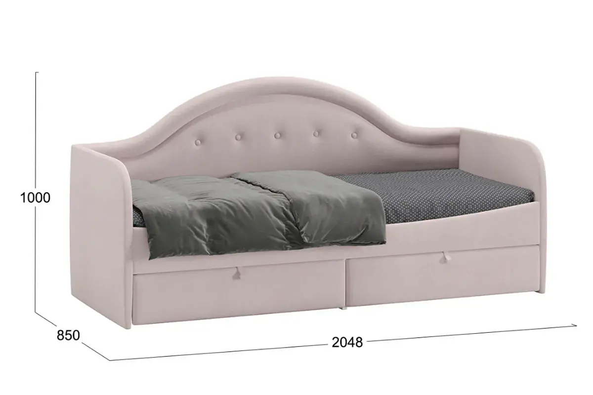 Кровать Адель с мягкой спинкой тип 1 (Велюр пудровый) - купить в Озерце