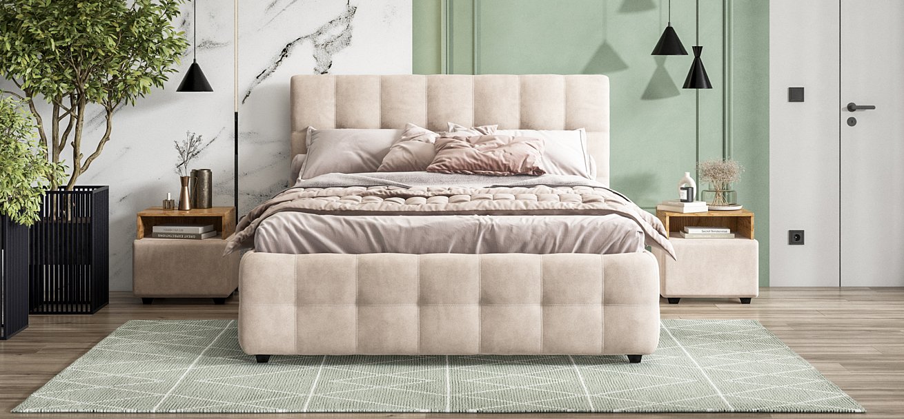 Кровать Босс 160*200 Про велюр Monolit латте - купить в Озерце