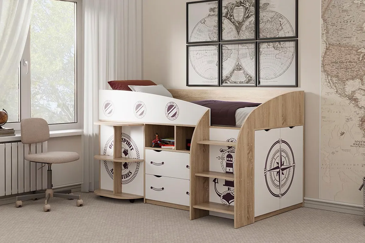 Кровать комбинированная Немо (Дуб Сонома/Белый) - купить в Озерце