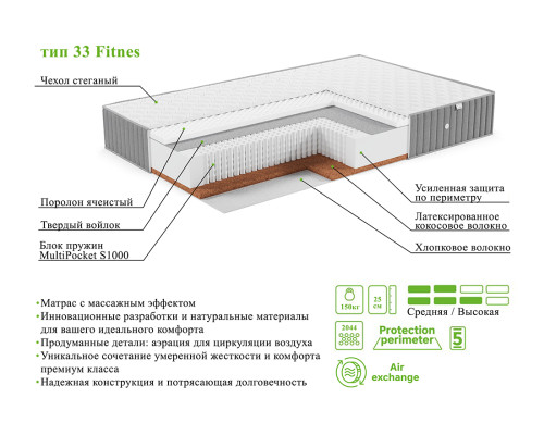 Матрас ортопедический ЭОС E Collection Тип 33 Фитнес 120х200 - купить в Озерце