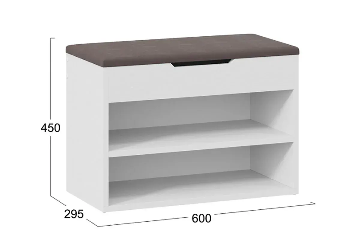 Тумба для обуви Тип 11 (Белый Ясень/Велюр Серый) — Мебель-центр Озерцо