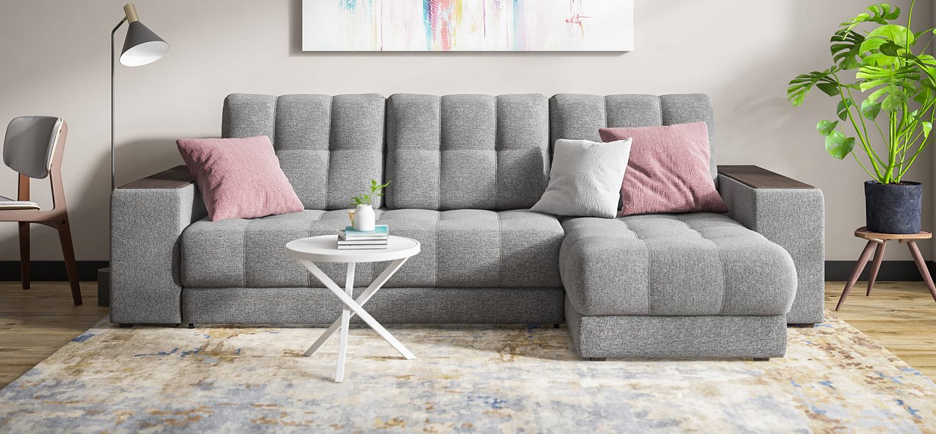 Босс ХЛ угловой диван Рогожка Мальмо серый — купить в Озерце