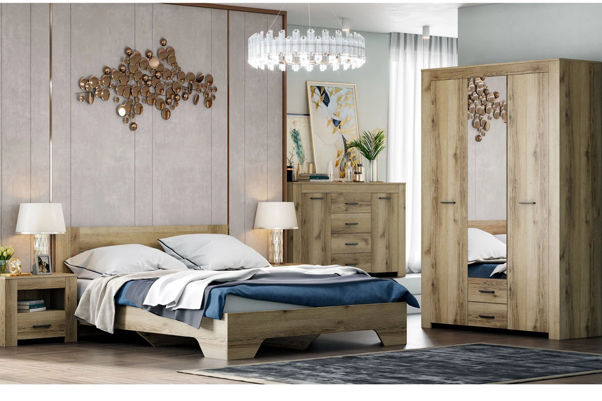 Шкаф 3х-створчатый с зеркалом Квадро 16 (Дуб Делано Светлый) в мебель-центре Озерцо