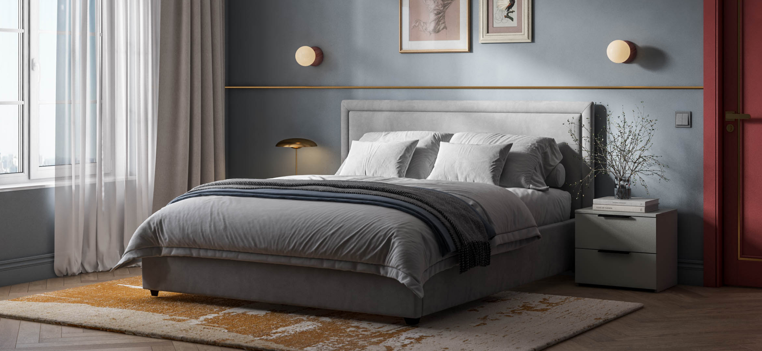 Кровать Фрея 160*200 с ПМ MONOLIT Сталь - купить в Озерце