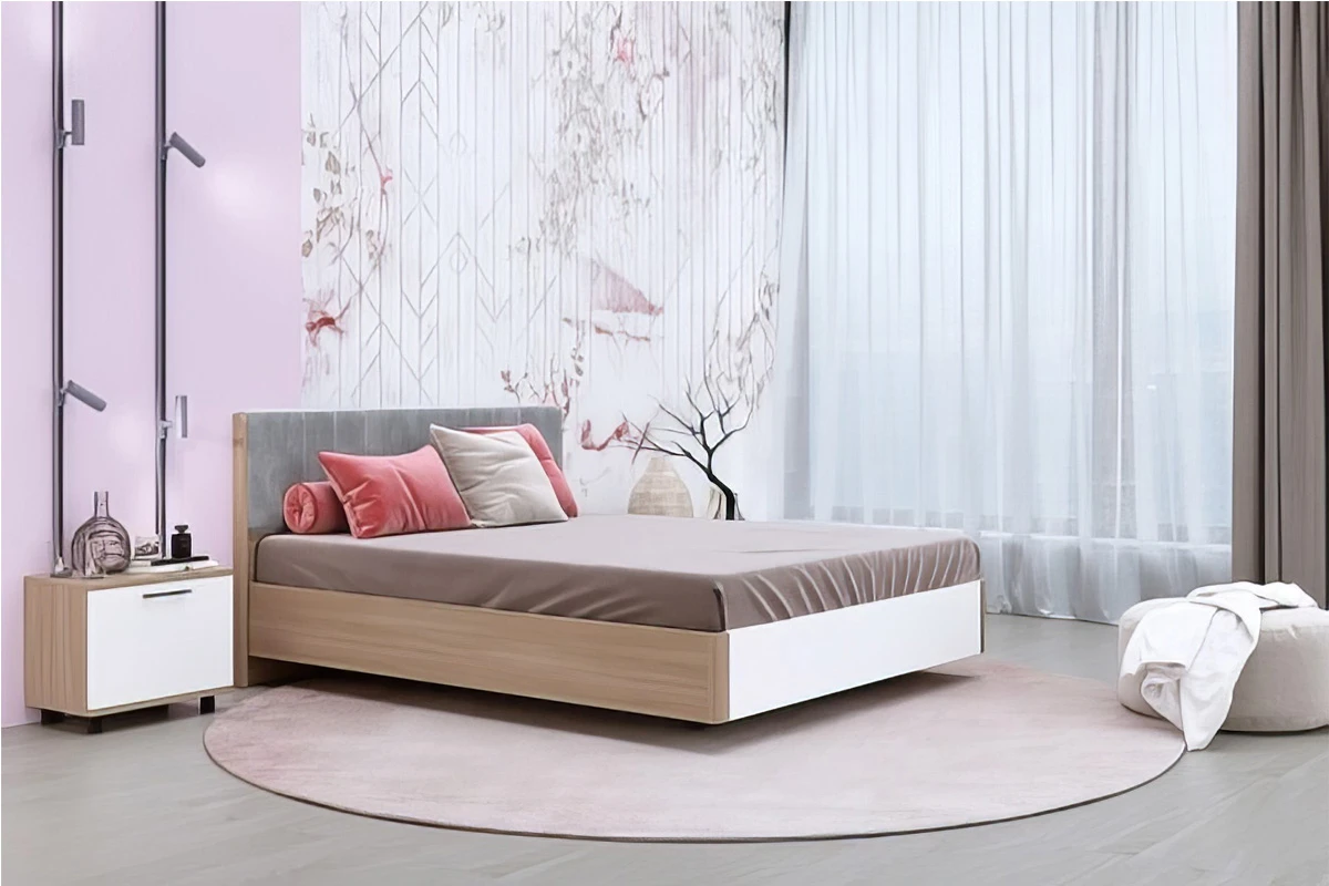 Кровать КР-5014-АС-БГ 180х200 (Ясень Асахи/Белый Бриллиант Глянцевый) - купить в Озерце