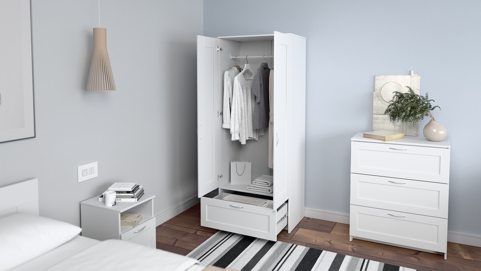 Шкаф двухдверный с ящиком Istra, цвет Белый 50x78 — купить в Озерце