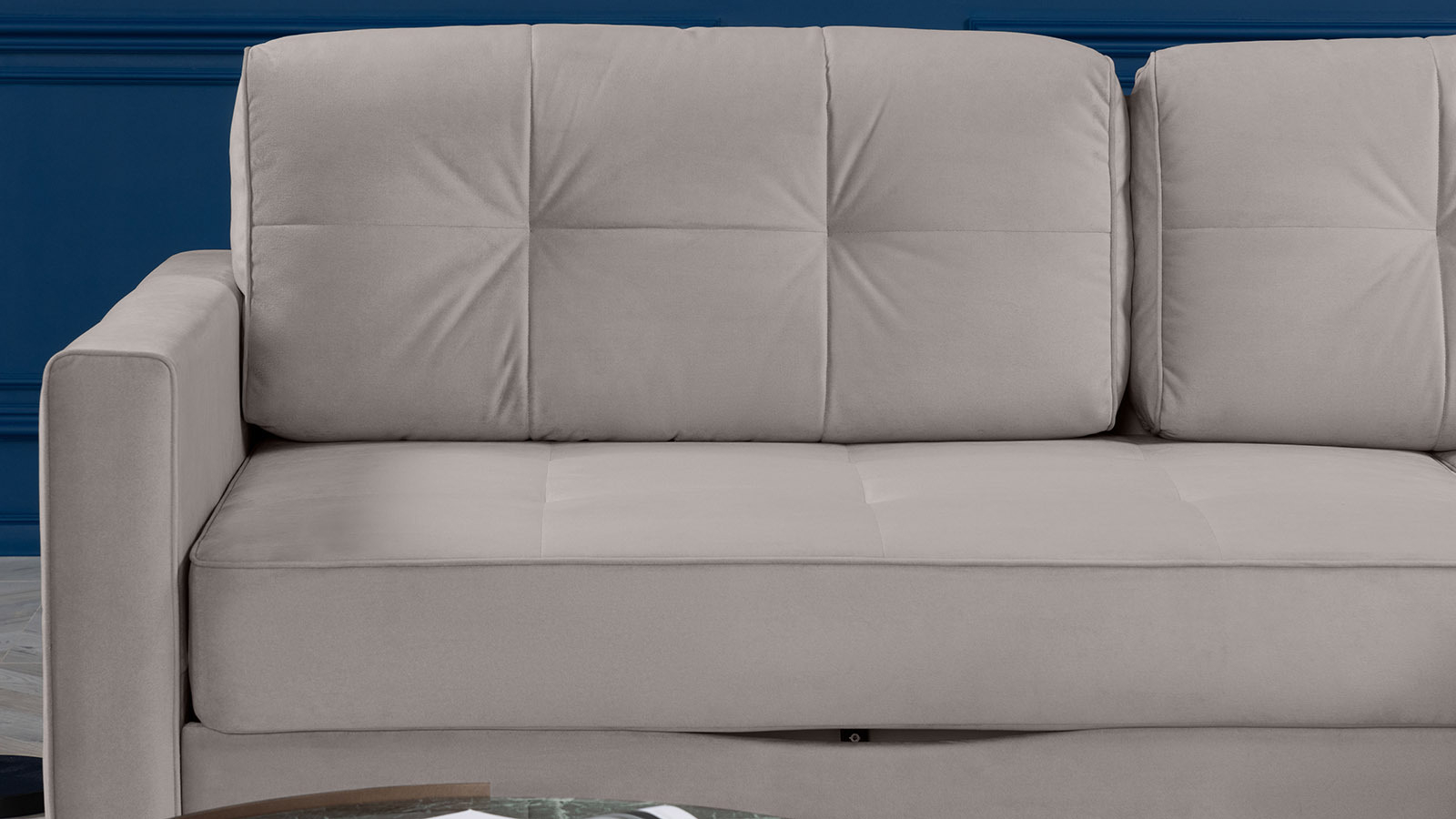 Диван Amani Pro угловой с широкими подлокотниками, ножки: пластик, Тк. Casanova Grey 156x237 — купить в Озерце