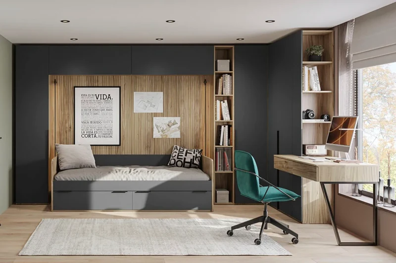 Набор детской мебели Порто №2 ГН-393.102 (Яблоня Беллуно/Графит софт) — Мебель-центр Озерцо