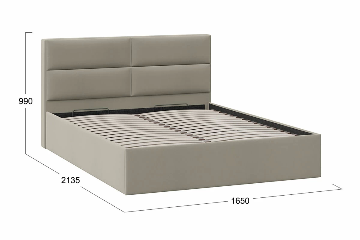 Кровать Глосс 160х200 без ПМ (Велюр/Мокко темный) - купить в Озерце