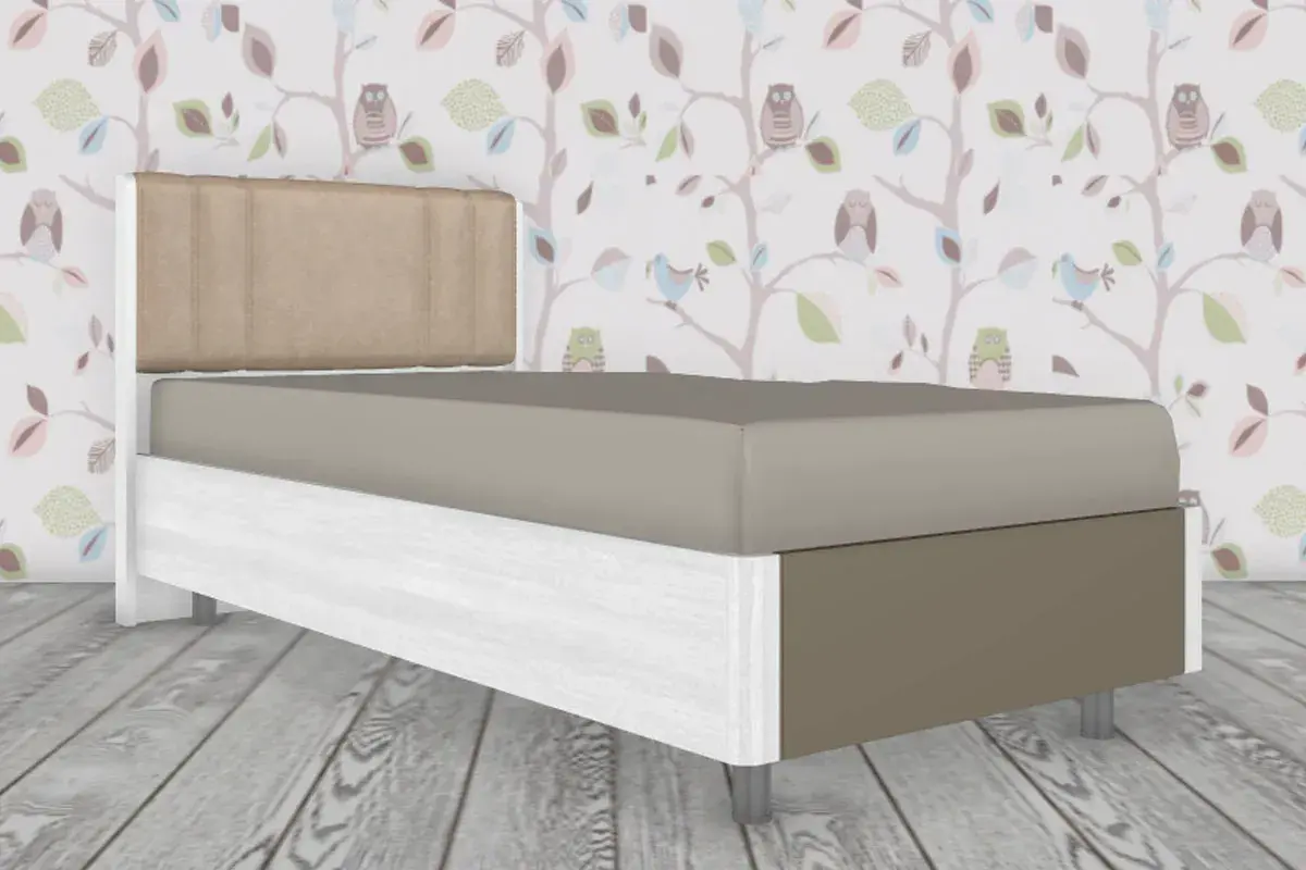 Кровать КР-5015-СЯ-ЛМ 90х190 (Снежный Ясень/Латте Матовый) - купить в Озерце