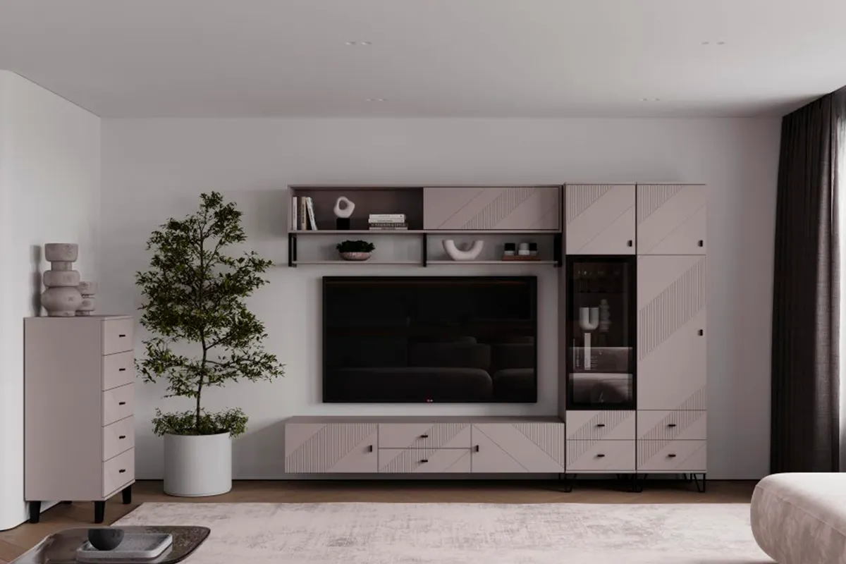 Шкаф для белья Кашемир с дв. и 2 ящ. (Кашемир/Сантьяго) в мебель-центре Озерцо