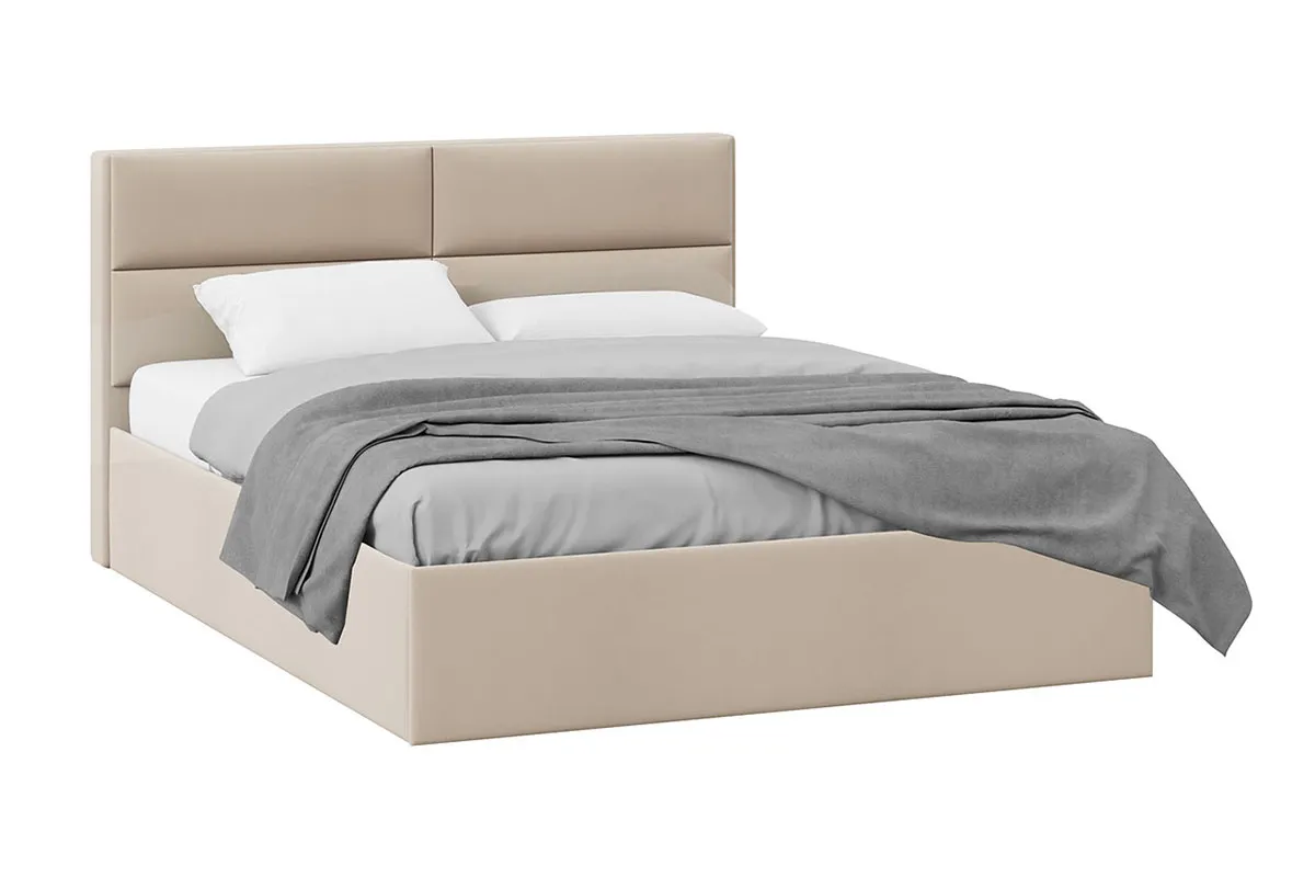 Кровать универсальная Глосс с ПМ Тип 1 (1600) (Велюр Мокко светлый) - купить в Озерце