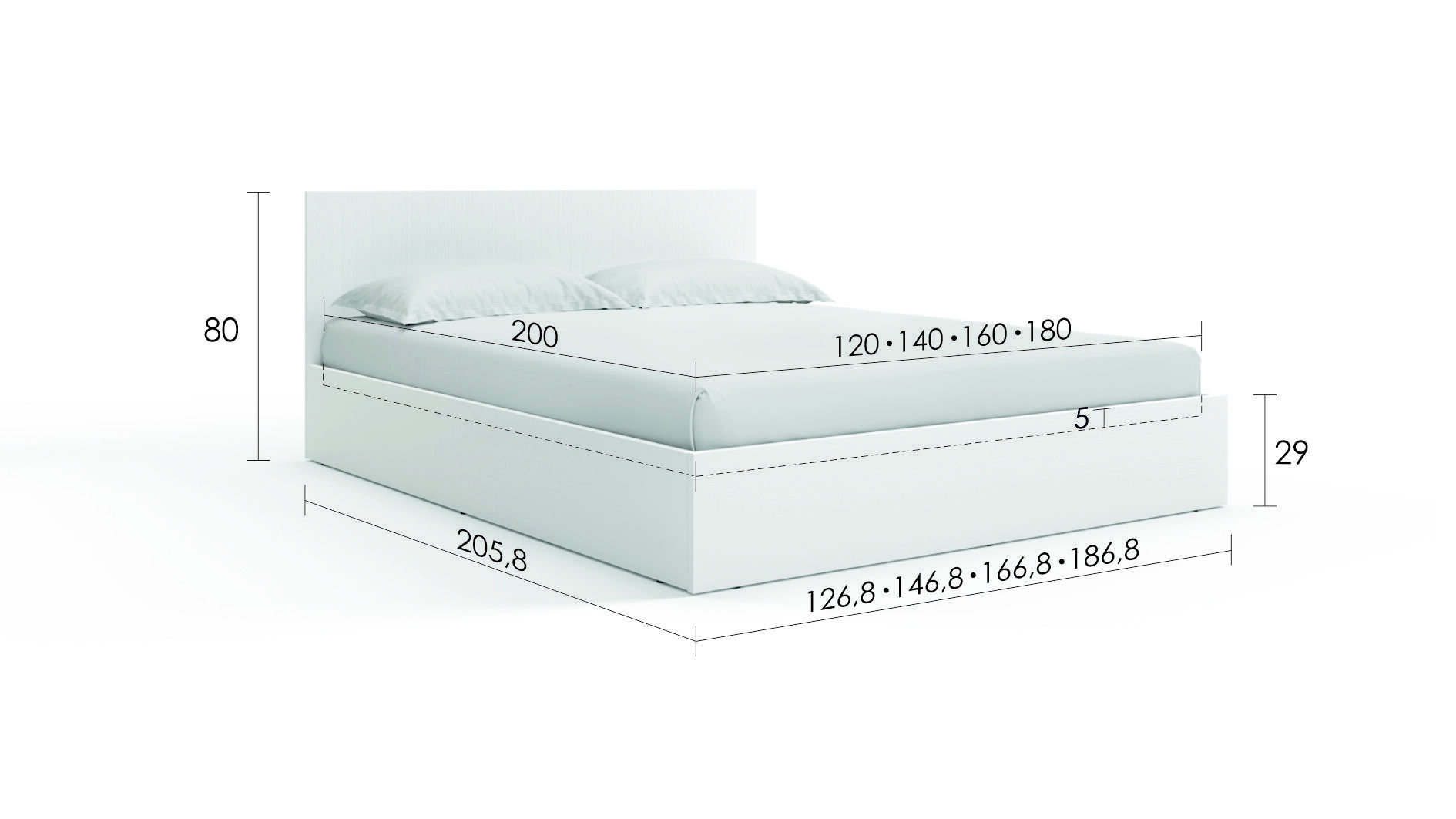 Кровать с подъемным механизмом Ralto, цвет Белый премиум, 120x200 - купить в Озерце