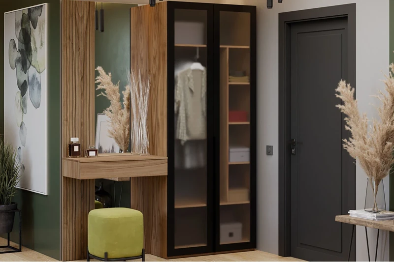 Прихожая Порто № 6 ГН-393.206 (Яблоня Беллуно/Графит софт) — Мебель-центр Озерцо