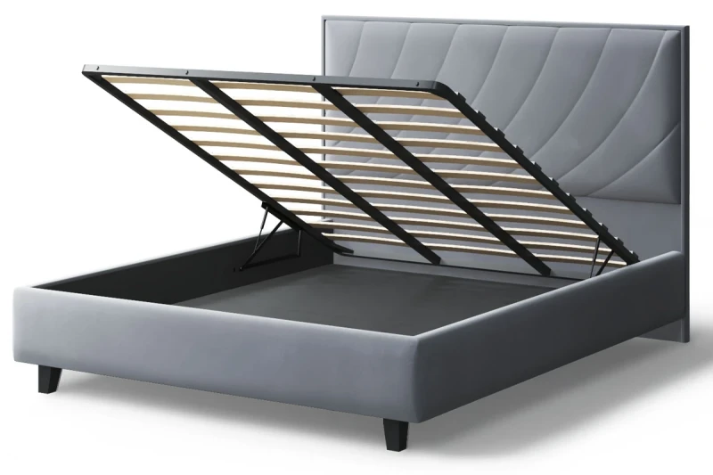 Кровать на опоре София с ПМ и бельев. ящ 160х200 (Нео 25/Серый) - купить в Озерце