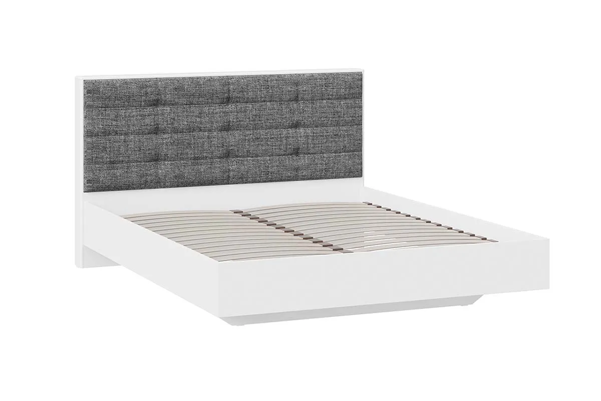 Кровать без ПМ Тесса 160х200 (Белый Жемчуг/Рогожка серая) - купить в Озерце