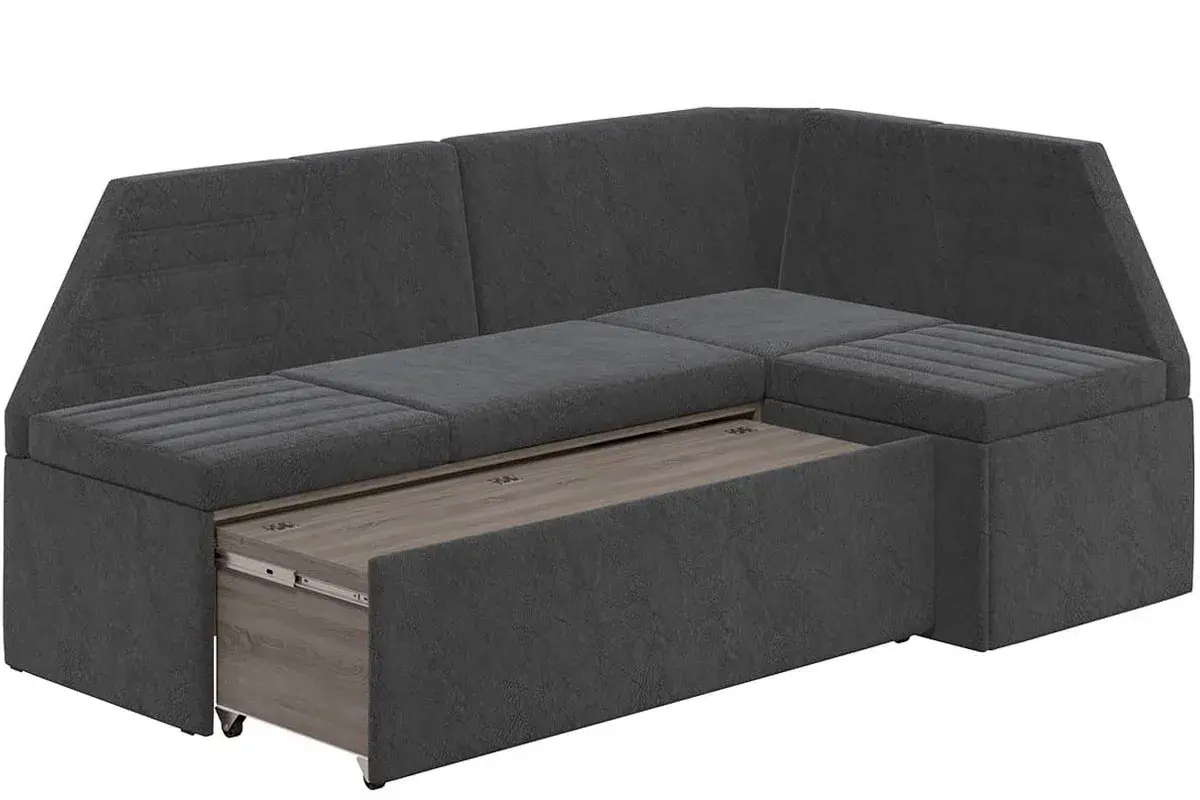 Скамья угловая Лондон со спальным местом Исп. 2 (Дуб сонома трюфель/Микровелюр Wellmart Graphite) - купить в Озерце