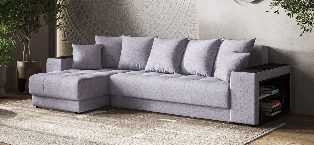 Ванкувер угловой диван Рогожка Мальмо платина — купить в Озерце