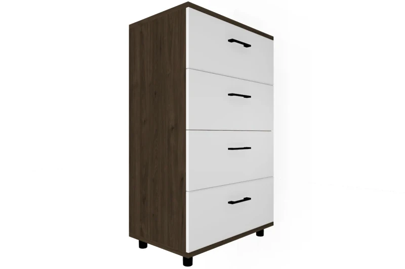 Комод КМ-5012-ГТ-БГ (Гикори Джексон Темный/Белый Бриллиант Глянцевый) — Мебель-центр Озерцо