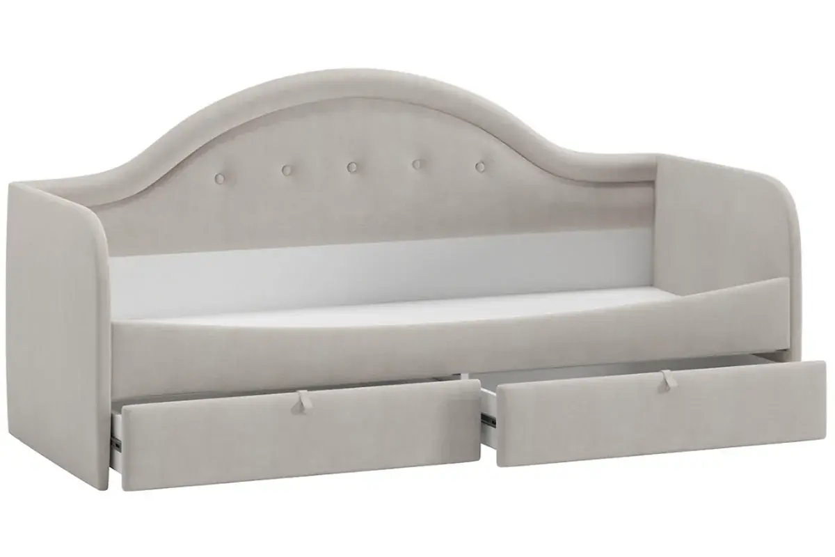 Кровать Адель с мягкой спинкой тип 1 (Велюр/Мокко светлый) - купить в Озерце