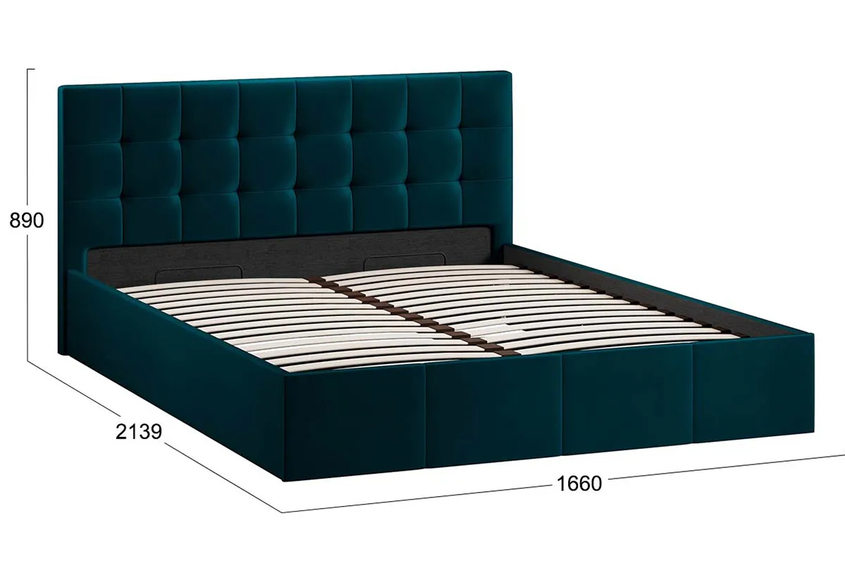 Кровать Эмма с ПМ и заглушиной 160х200 (Велюр/Confetti Izumrud) - купить в Озерце