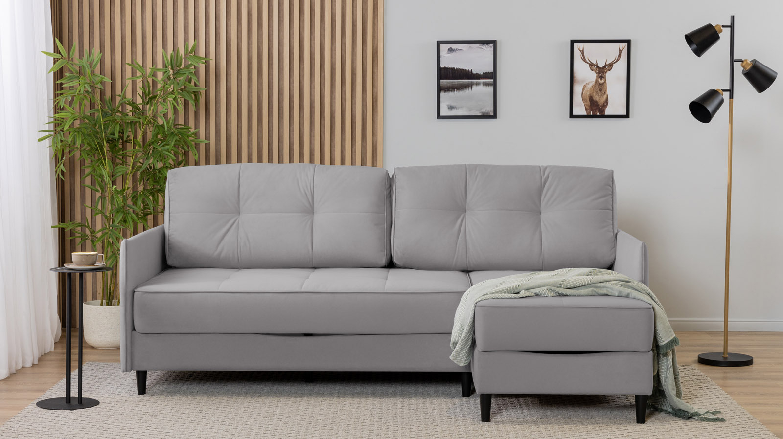 Диван Amani Pro угловой с узкими подлокотниками, ножки: пластик, Тк. Dumont 24 156x217 — купить в Озерце