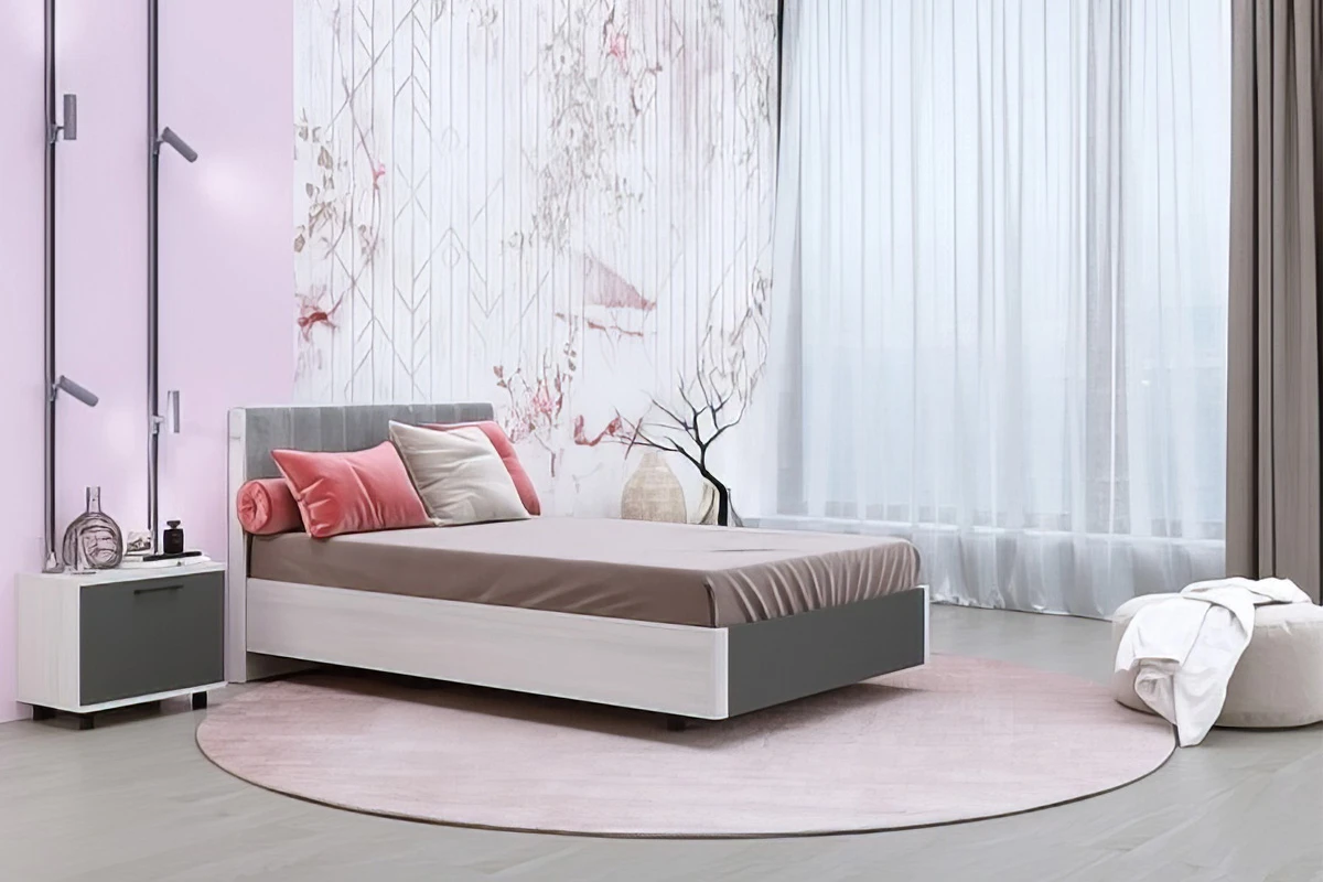 Кровать 140х200 КР-5012-СЯ-АМ (Снежный Ясень/Антрацит Матовый) - купить в Озерце