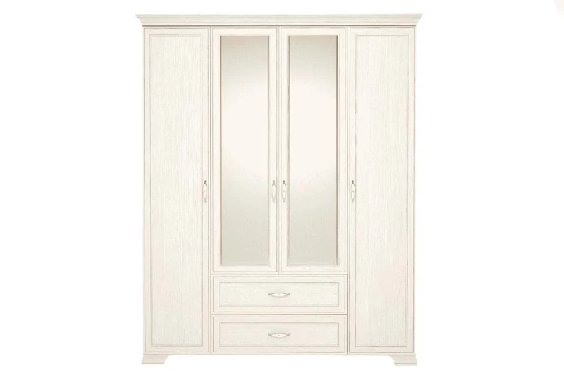 Венеция 2 Шкаф для одежды 4-х дверный с ящиками с зеркалом в мебель-центре Озерцо