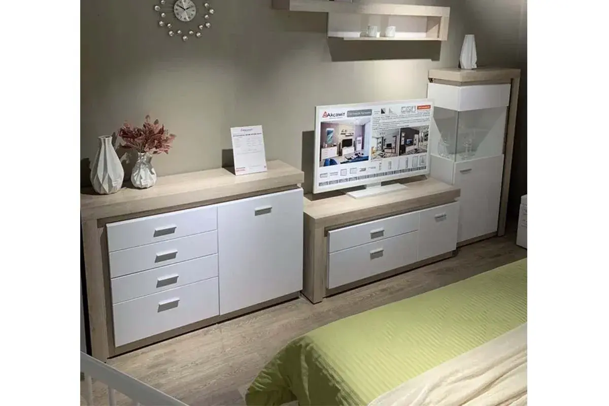 Полка навесная Люмен 4 белый снег глянец — Мебель-центр Озерцо