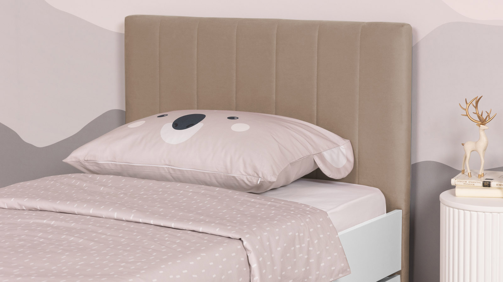 Кровать подростковая Olly, цвет: Белый базовый, Тк. Casanova Stone 90x190 - заказать на Ozerco.com Кровать подростковая Olly, цвет: Белый базовый, Тк. Casanova Stone 90x190 — Мебель-центр Озерцо