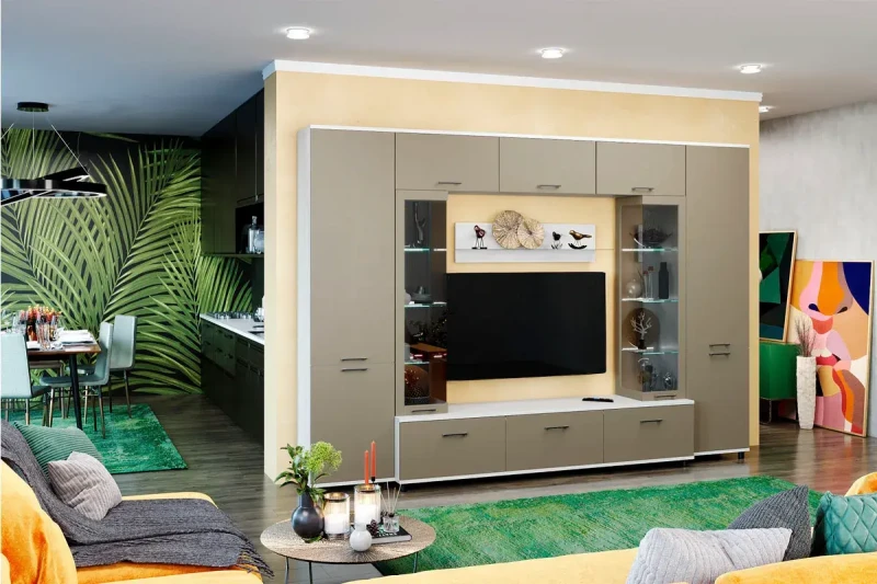 Гостиная Грейс комплект 6 (Снежный Ясень/Латте Матовый) — Мебель-центр Озерцо