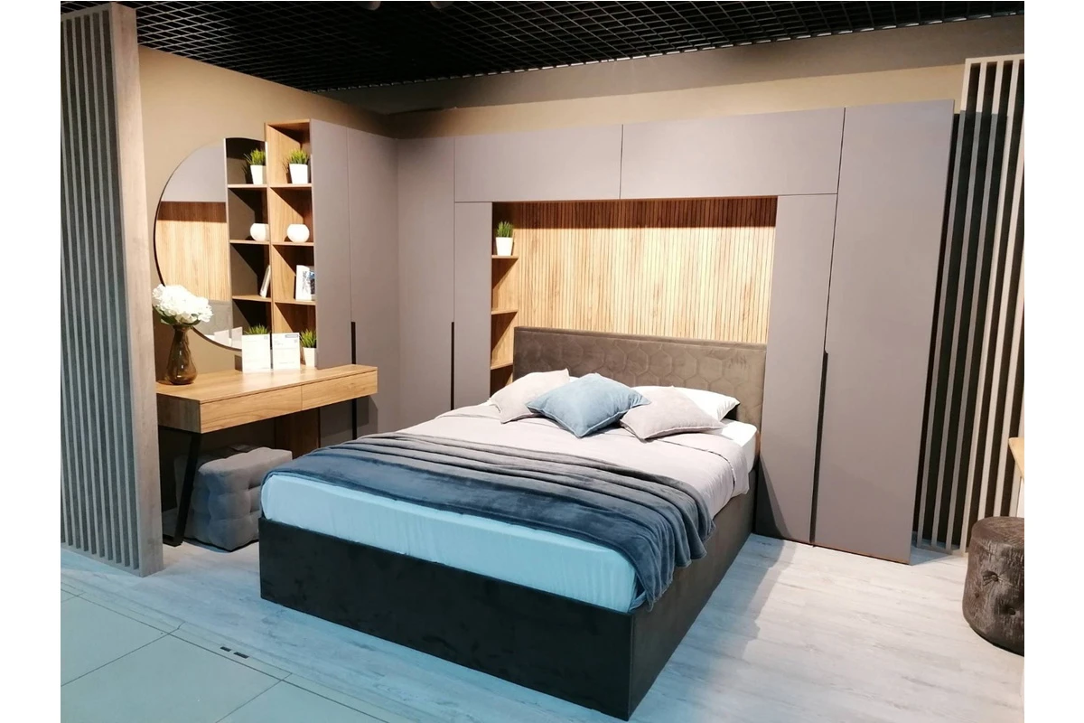 Кровать Порто с ПМ и заглушиной 160х200 (Велюр/Confetti Stone) - купить в Озерце