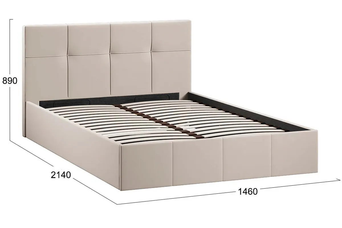 Кровать Лора с ПМ и заглушиной 140х200 (Велюр/Confetti Cream) - купить в Озерце