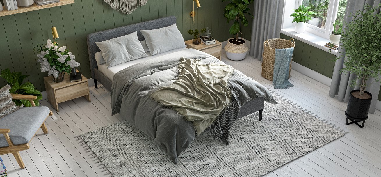 Кровать Уна 160*200 рогожка Malmo серая, черная - купить в Озерце