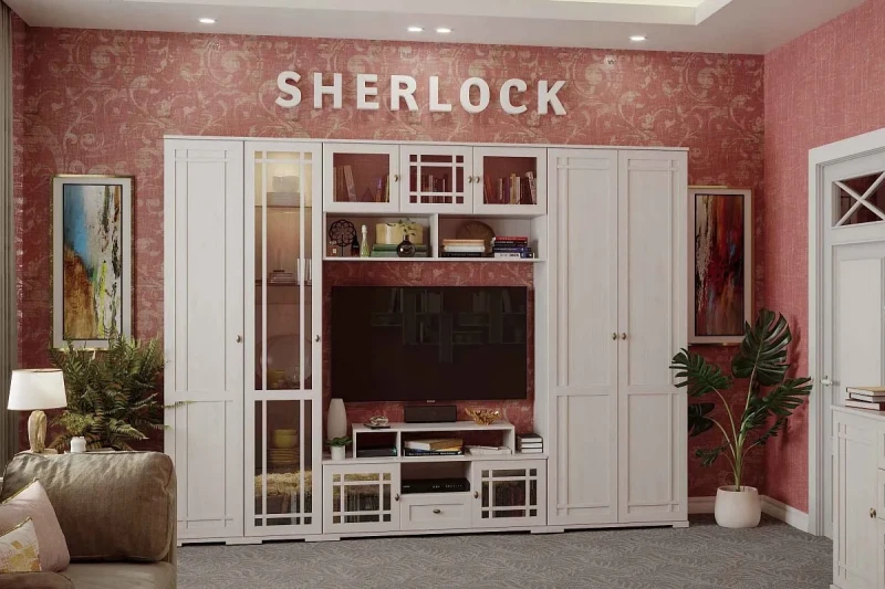 Гостиная Sherlock Ясень Анкор Светлый (Комплект 2) — Мебель-центр Озерцо