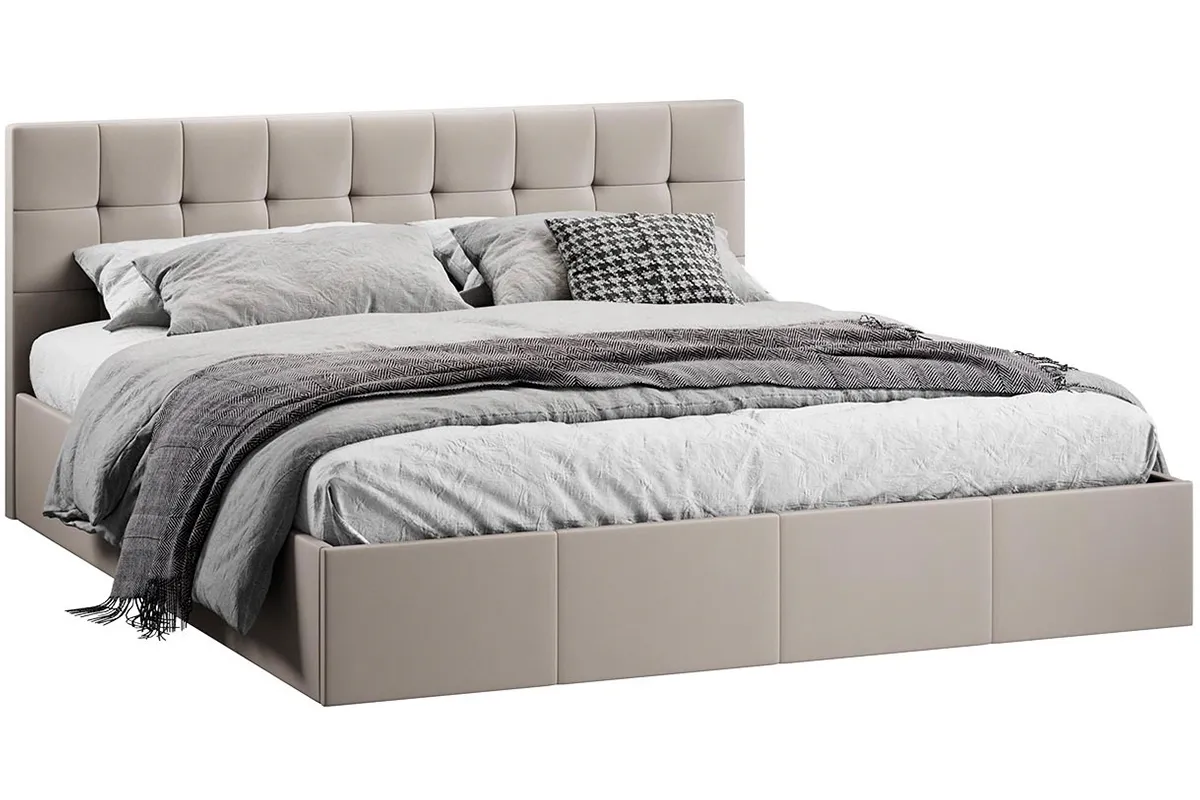 Кровать Эмма с ПМ и заглушиной 180х200 (Велюр/Confetti Smoke) - купить в Озерце