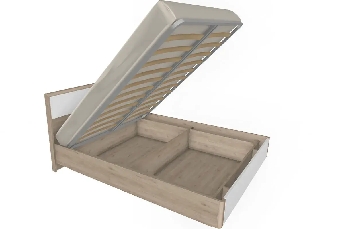 Кровать КР-4003-ГС-БГ 160х200 (Гикори Джексон Светлый/Белый Бриллиант Глянцевый) - купить в Озерце