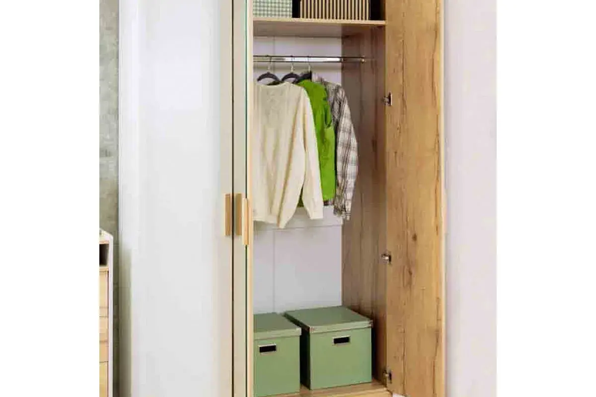 Шкаф для одежды и белья Айрис 444 (Белый/Дуб золотистый) в мебель-центре Озерцо