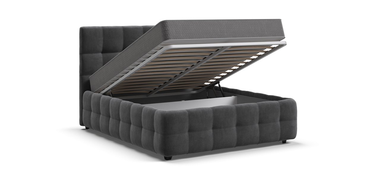 Босс Кровать+ПМ 140*200 Велюр Монолит серый - купить в Озерце