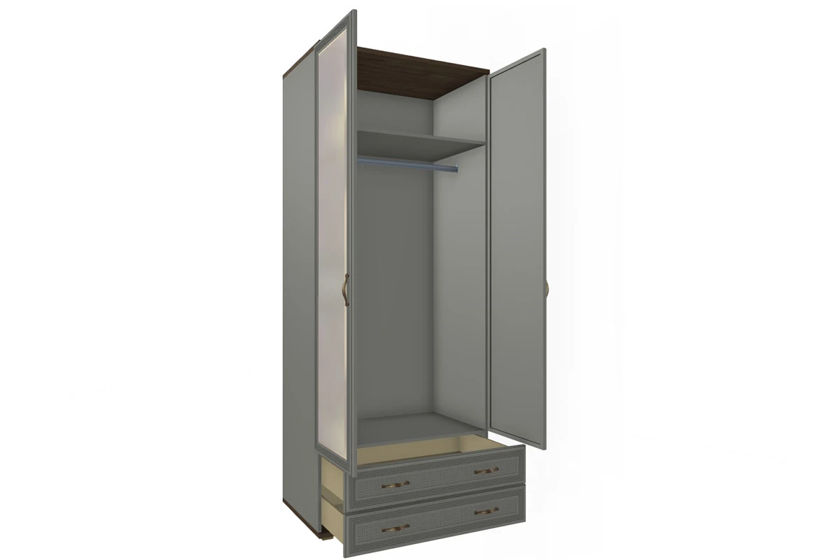 Шкаф для одежды и белья ШК-1007-ГТ-СО (Гикори Джексон Темный/Серый Оникс) в мебель-центре Озерцо