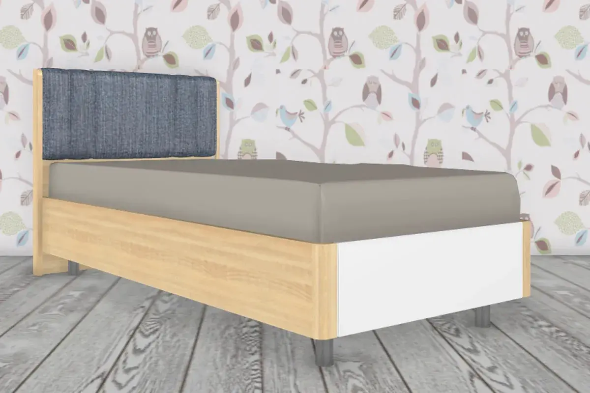 Кровать КР-5015-АС-БГ 90х190 (Ясень Асахи/Белый Бриллиант Глянцевый) - купить в Озерце