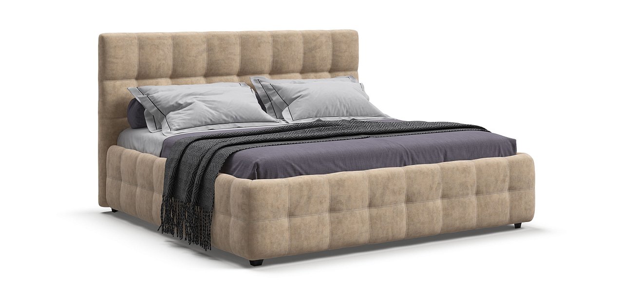 Босс Кровать+ПМ 180*200 Велюр Роял шампань - купить в Озерце