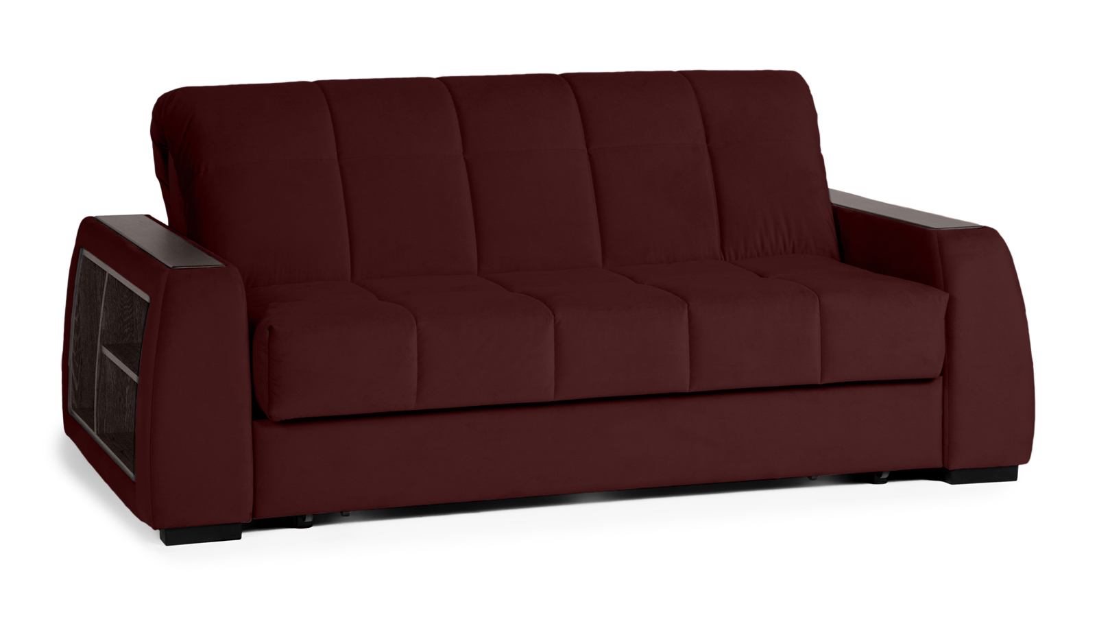 Диван - кровать Domo Pro с полками цвета венге, стежка квадрат, ткань Sky Velvet 32 160x216 — в мебель-центре Озерцо