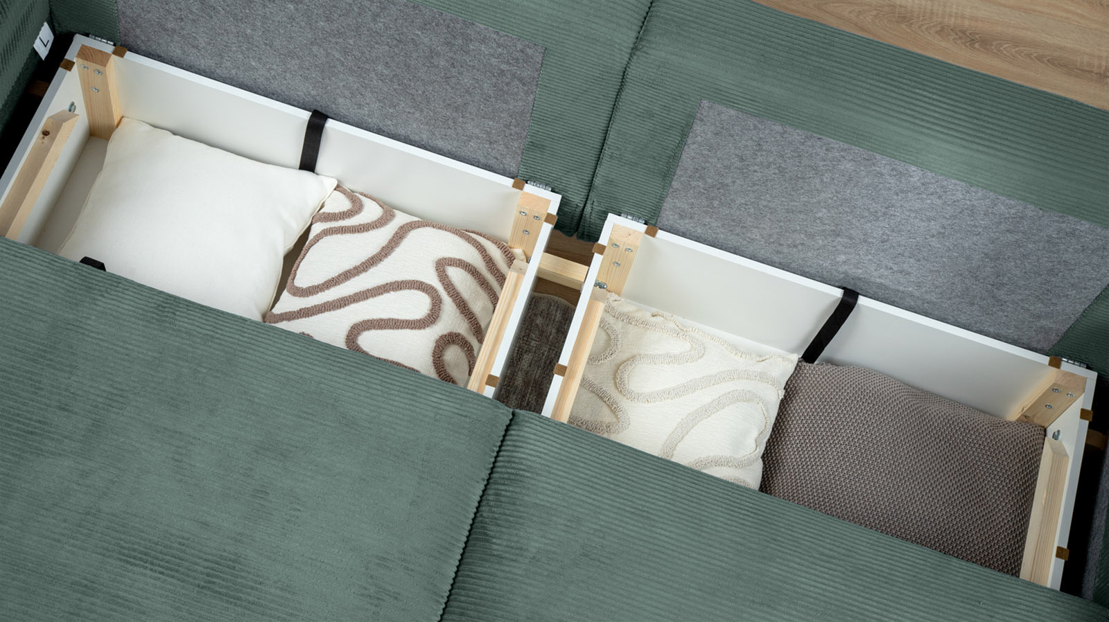 Диван -кровать угловой Raklet ткань Cilium Forest 156x258 — купить в Озерце