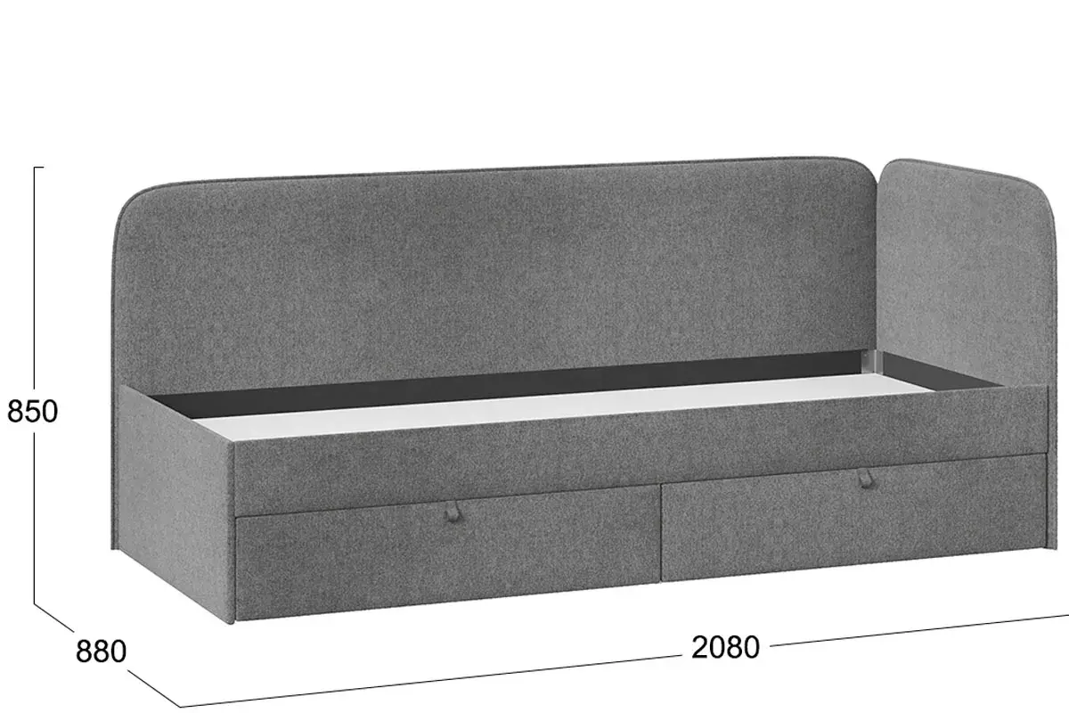 Кровать Молли с мягкой обивкой Тип 1 80х200 (Микровелюр/Scandi Graphite 22) - купить в Озерце