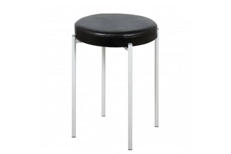 Табурет Дора каркас белый, экокожа (Аттика 9 черный) СРП-006 - купить в Озерце